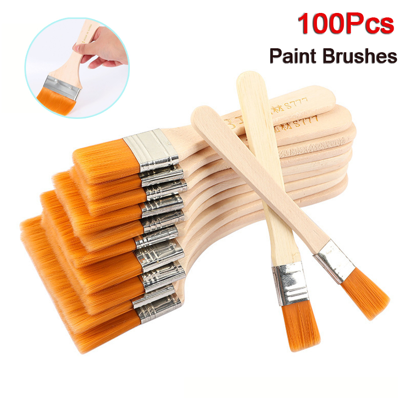 Woodworking School - 100pcs Nylon Paint Brush Different Size