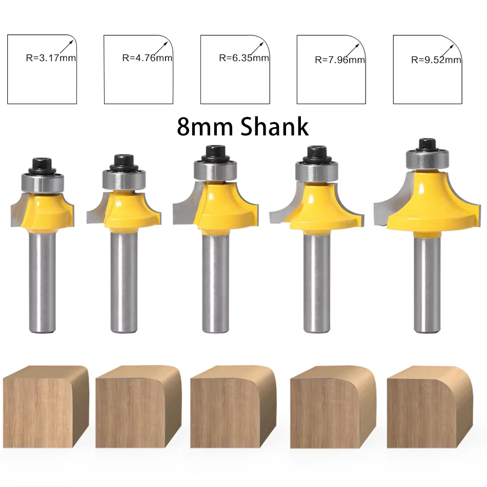 Woodworking Router Templates - 8mm Shank Round Corner Router Bit