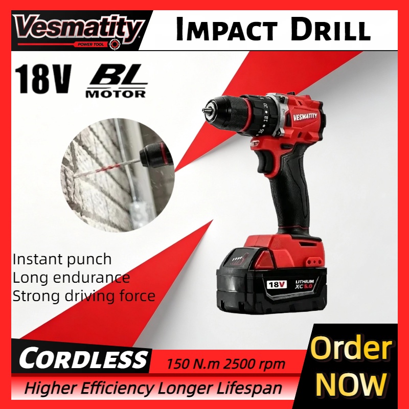 Woodworking Hammer - Impact Drill 150N.m Cordless Brushless Electric