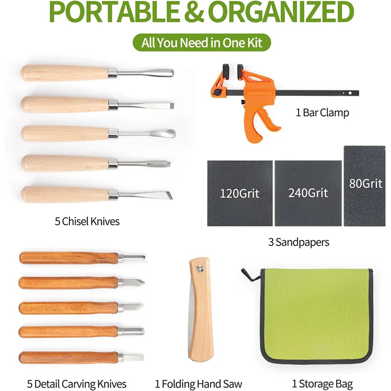 Wood Carving Kit 15Pcs Wood Ca - Woodworking Kits For Adults 评论和价格
