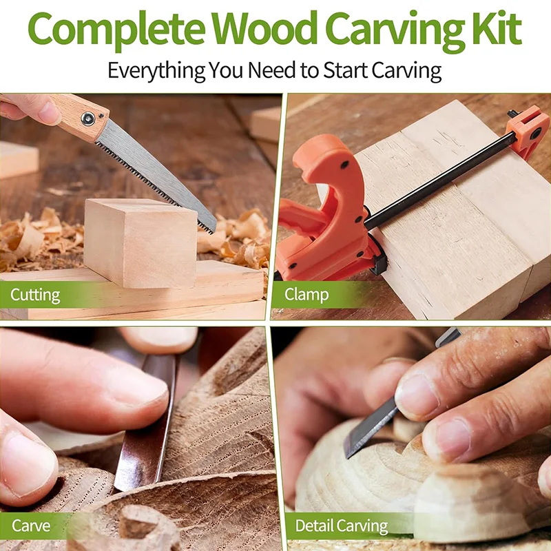 Wood Carving Kit 15Pcs Wood Ca - Woodworking Kits For Adults 评论和价格