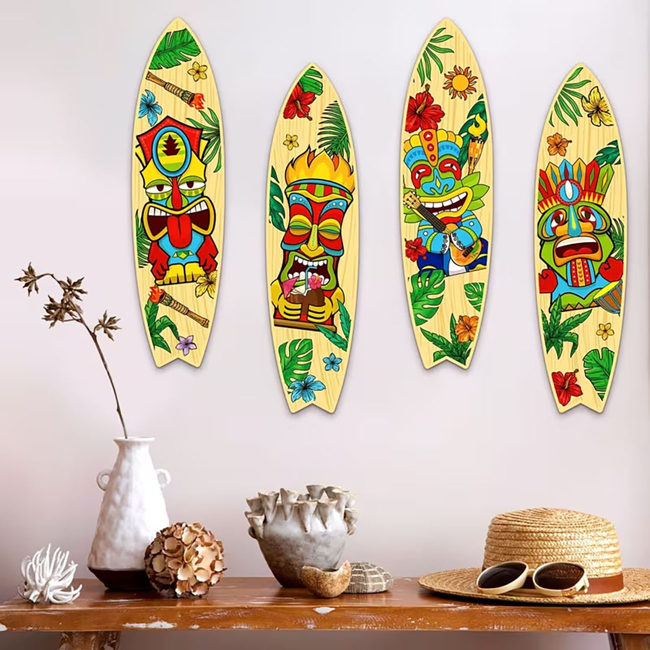 4Pcs Tiki Mask Surfboard Woode - Xfasten Woodworking Tape 评论和价格