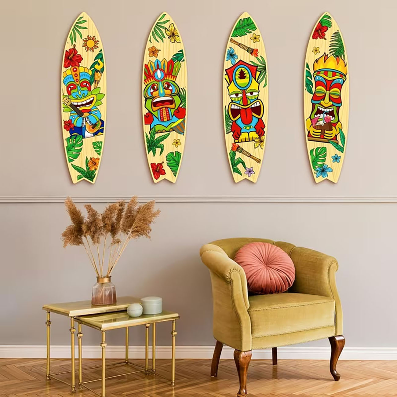 4Pcs Tiki Mask Surfboard Woode - Xfasten Woodworking Tape 评论和价格