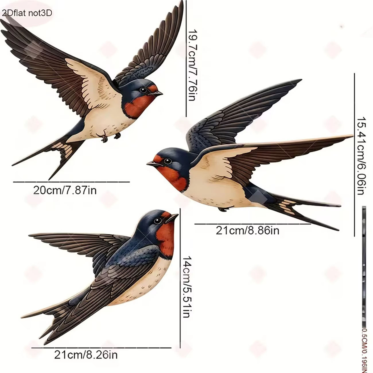 3Pcs 2D Swallow Wooden Wall De - Xfasten Woodworking Tape 评论和价格